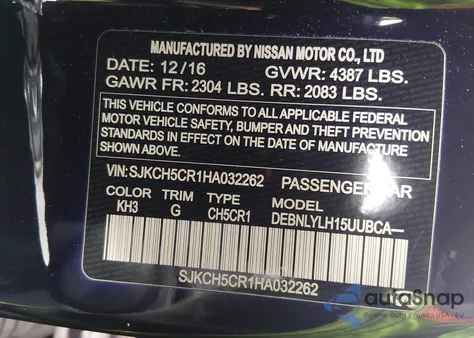 2017 Infiniti Qx30 Premium from USA, damaged, VIN SJKCH5CR1HA032262